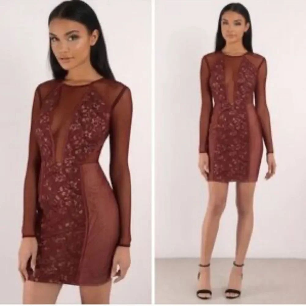 TJD The Jetset Diaries Lace Cutout Mini Dress Maroon Cream Women’s Small